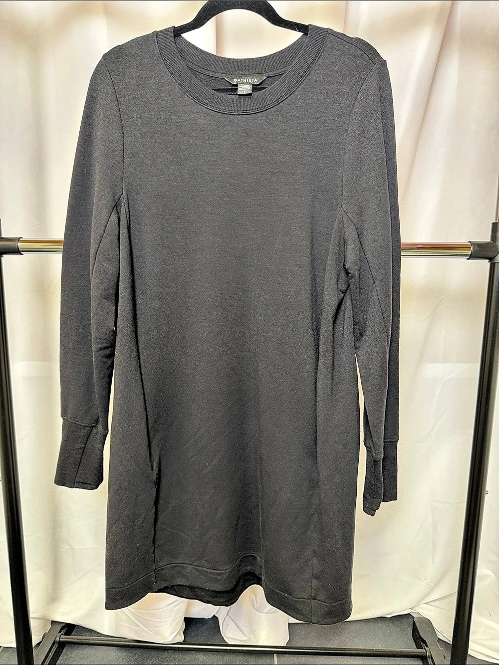 Athleta women’s Coaster Luxe Sweatshirt Dress Black Large